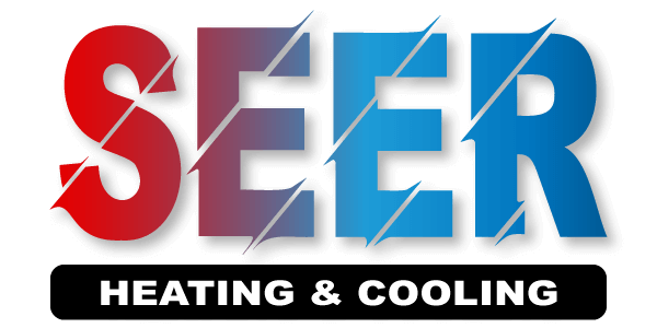 The HVAC company logo for SEER HVAC and it contatins Heating and Cooling below the word SEER.